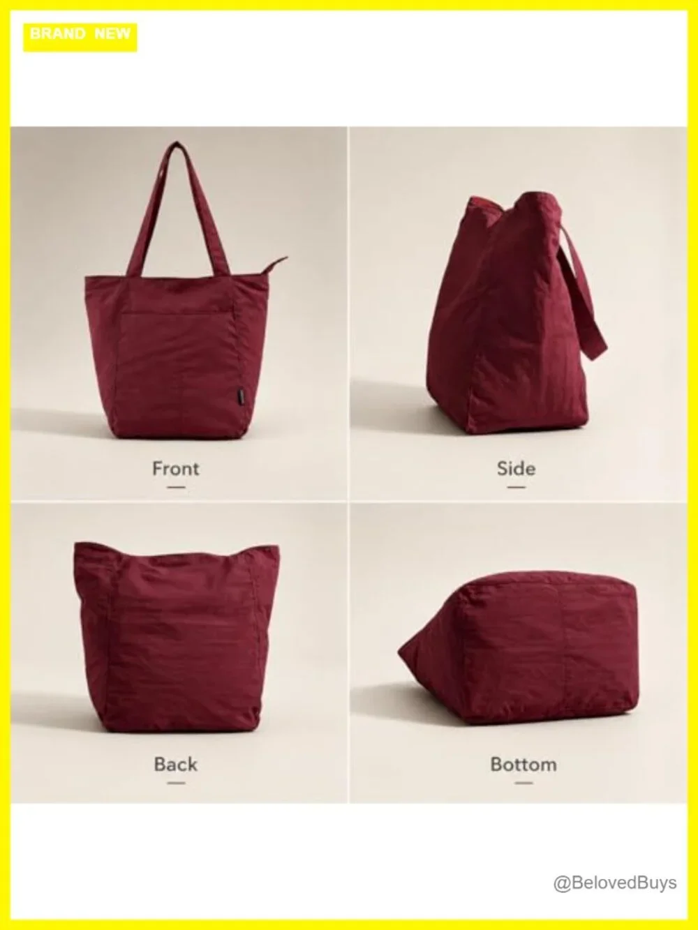 Lightweight Nylon Tote Bag with Multiple Pockets, Water-Resistant for Travel